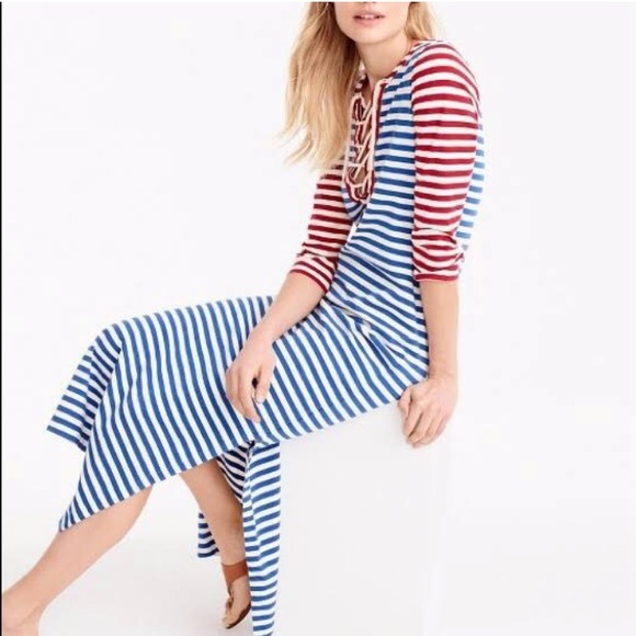 J. Crew Dresses & Skirts - J. Crew Nautical Striped Lace Up Maxi Dress 8